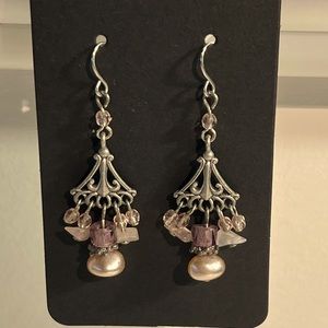 Pearl and rose quartz earrings